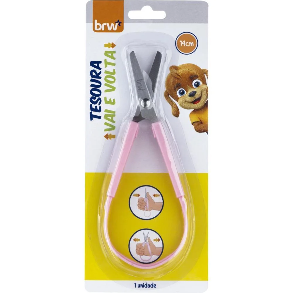 Tesoura Escolar Vai E Volta Rosa Brw (Bl.c/01) - imagem 3