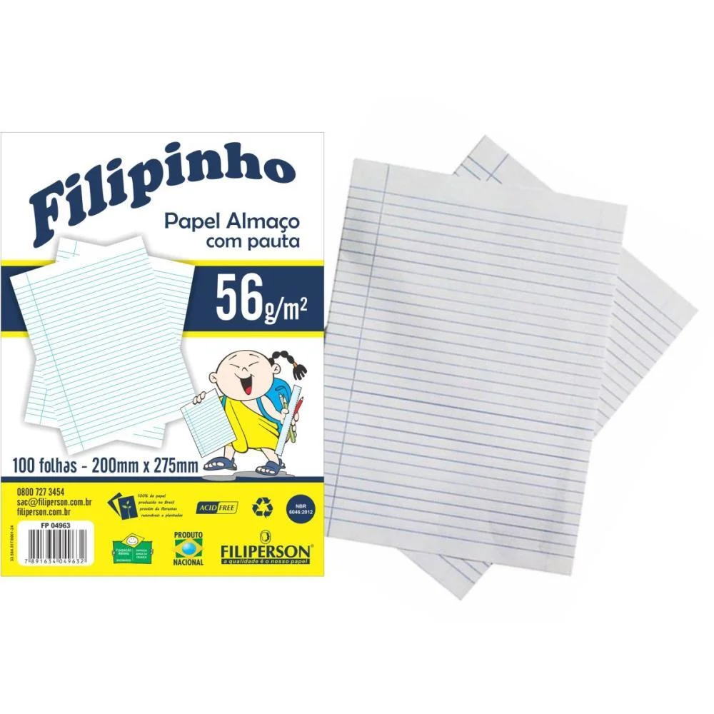 Papel Almaco Pauta E Margem 200X275Mm 56G Filiperson C/ 100 Unidades - imagem 3