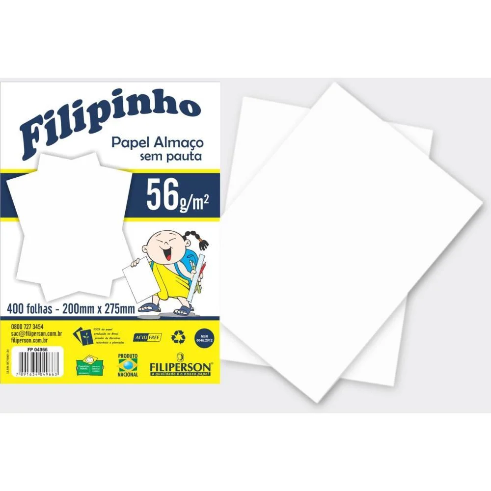 Papel Almaco Sem Pauta E Margem 200X275Mm 5 Filiperson (Pct.c/400) - imagem 3