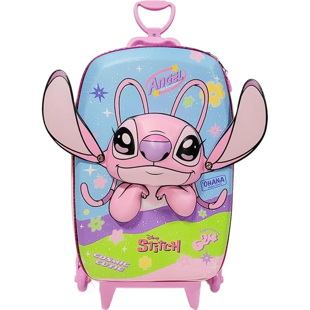 Mochila Infantil Com Rodinha Stitch Angel Maxtoy - imagem 4