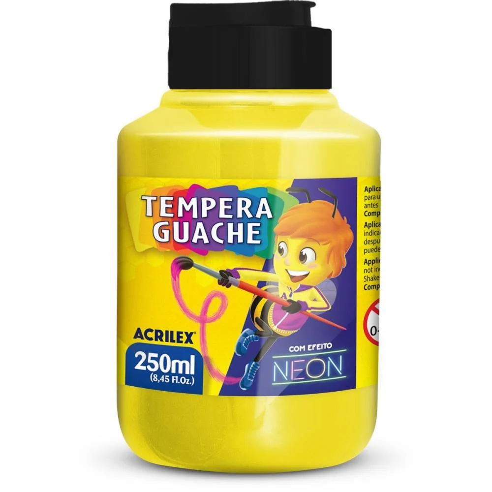Tinta Guache 250Ml Amarelo Limao Neon Acrilex (Pct.c/06) - imagem 2