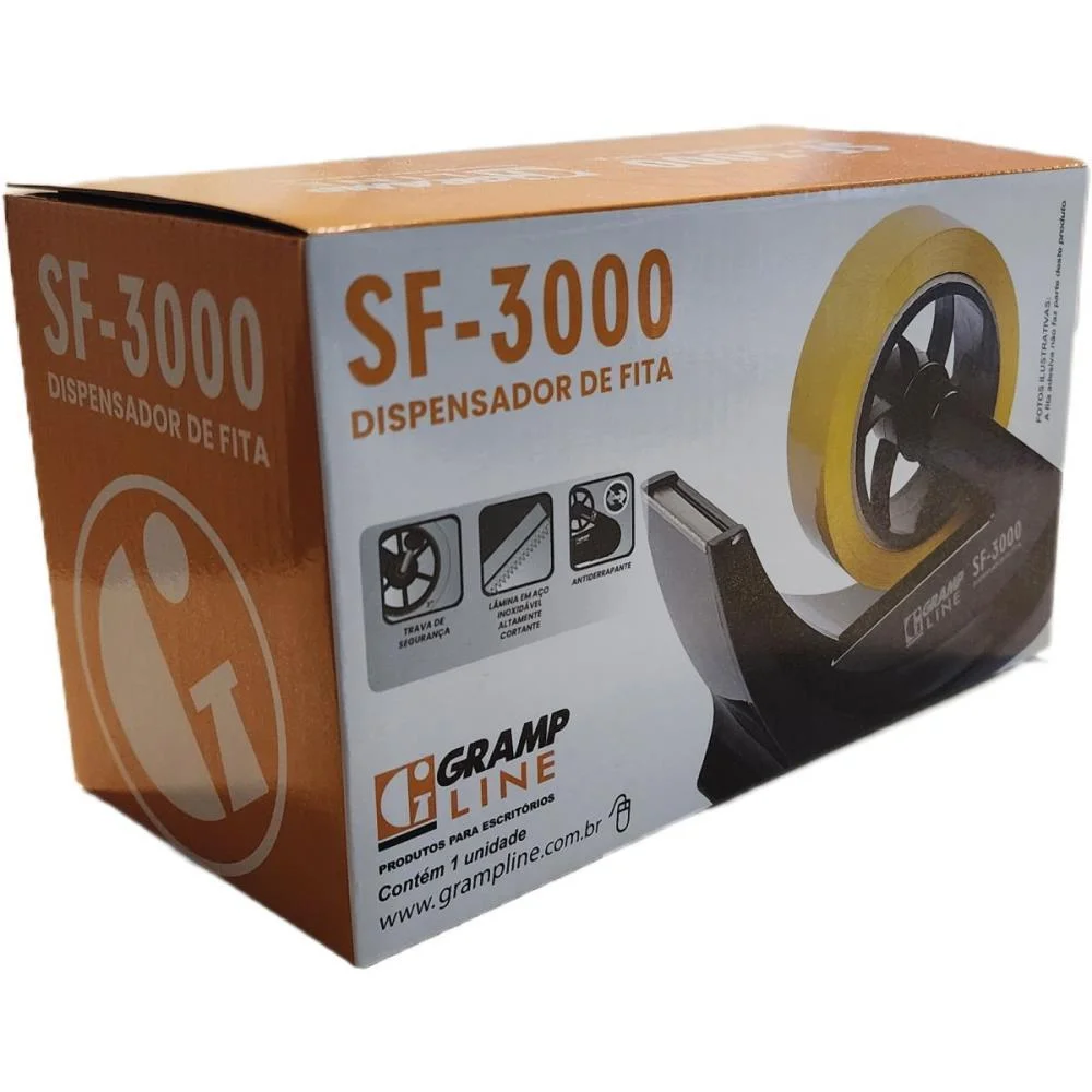 Suporte Para Fita Adesiva Sf 3000 Preto Para Fita Larga Gramp Line - imagem 8