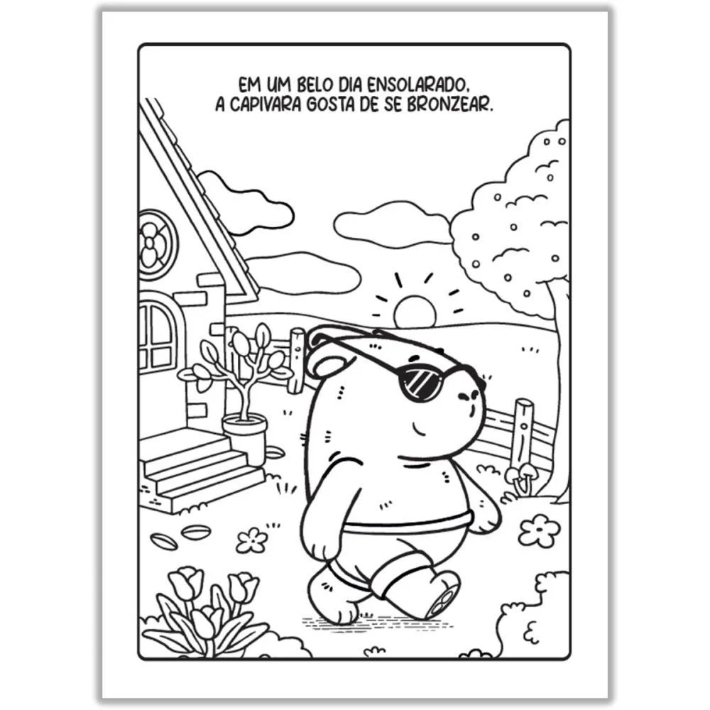 Livro Infantil Colorir Gigante Capivaras 10Pg 27X36Cm Vale Das Letras - imagem 4