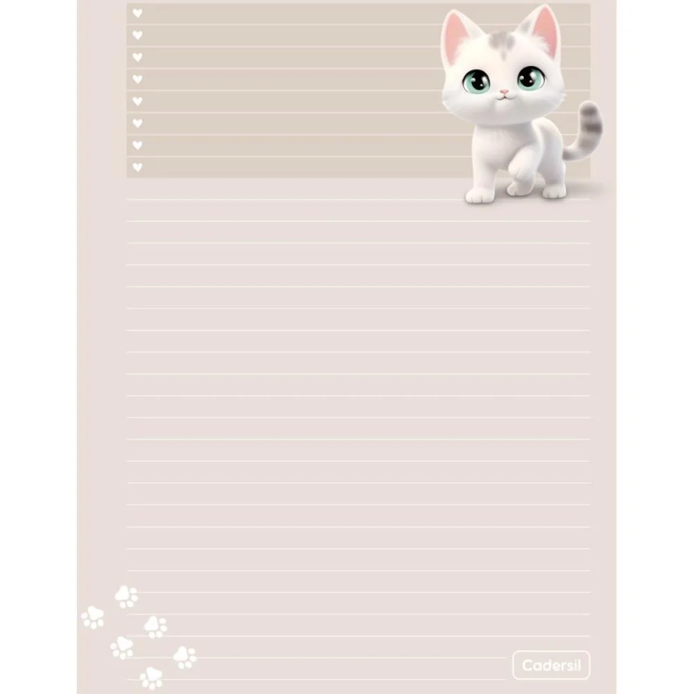 Refil Para Caderno Cute Cat P/Argolado 63G. 80Fls Cadersil - imagem 3