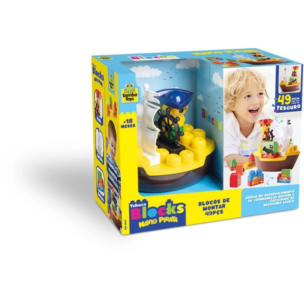 Brinquedo Educativo Navio Pirata 49Pcs Samba Toys - imagem 5
