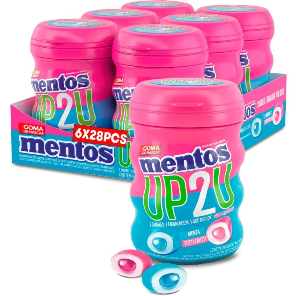 Goma De Mascar Mentos Up2U Tutti-Frutti/Menta Perfetti Van Melle C/ 6 Unidades - imagem 4