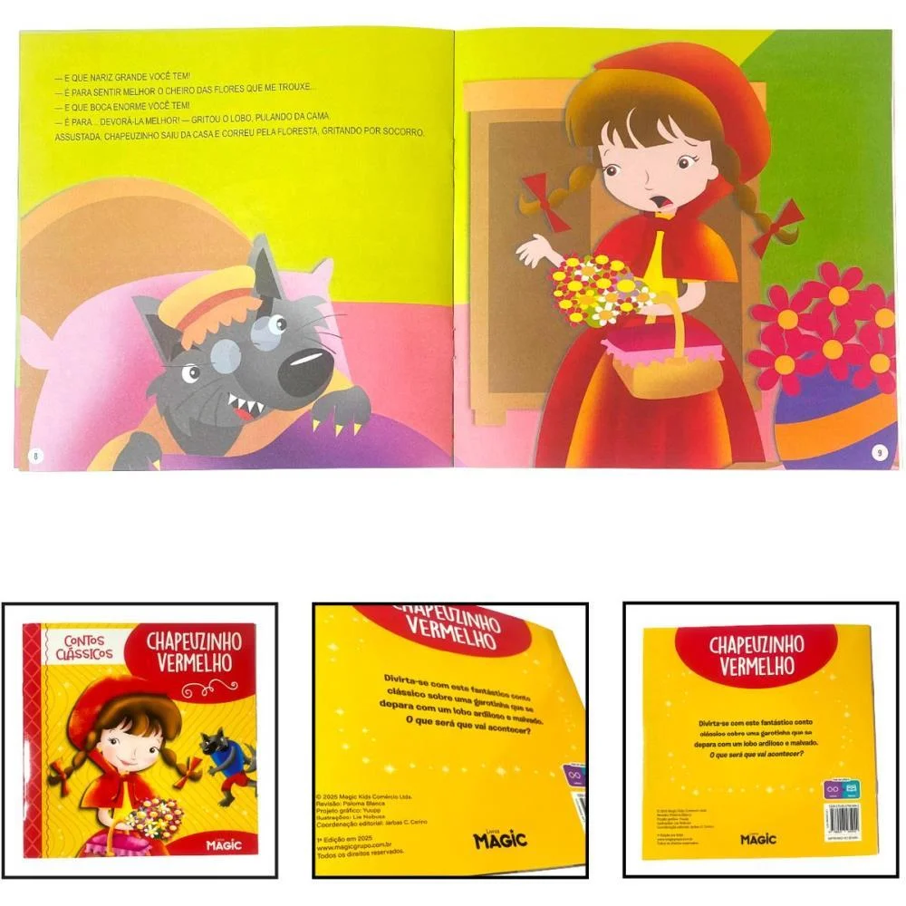 Livro Infantil Ilustrado Chapeuzinho Vermelho 12Pgs Magic Kids - imagem 2