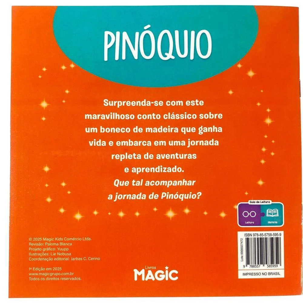 Livro Infantil Ilustrado Pinoquio 12Pgs 20X20Cm Magic Kids - imagem 3