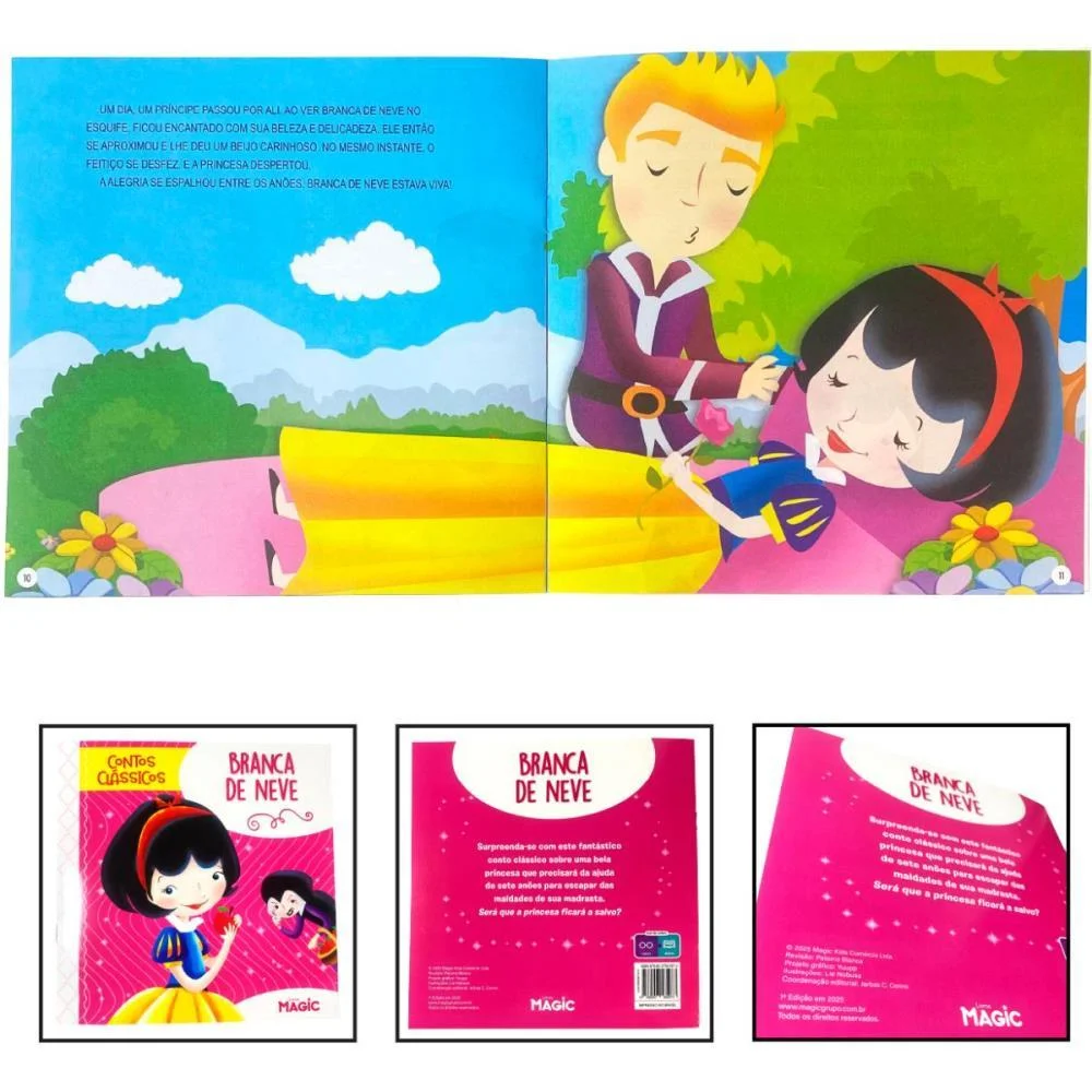 Livro Infantil Ilustrado Branca De Neve 12Pgs 20X20Cm Magic Kids - imagem 2