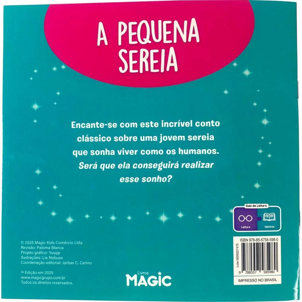 Livro Infantil Ilustrado Pequena Sereia 12Pgs 20X20Cm Magic Kids - imagem 3