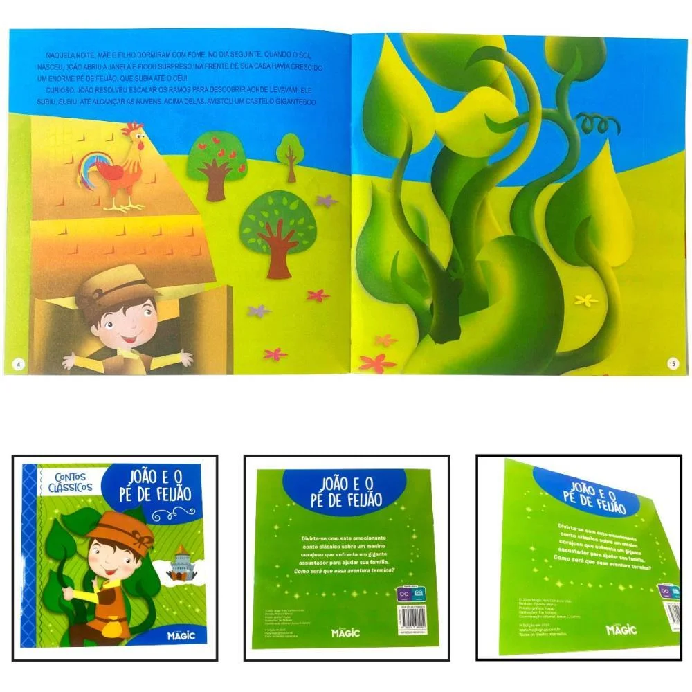Livro Infantil Ilustrado Joao E O Pe De Feijao 12Pgs Magic Kids - imagem 2