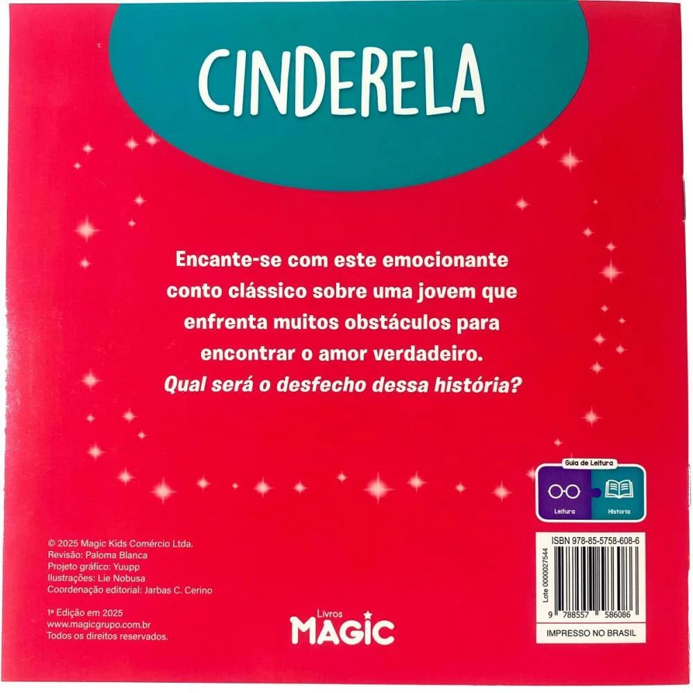 Livro Infantil Ilustrado Cinderela 12Pgs 20X20Cm Magic Kids - imagem 3