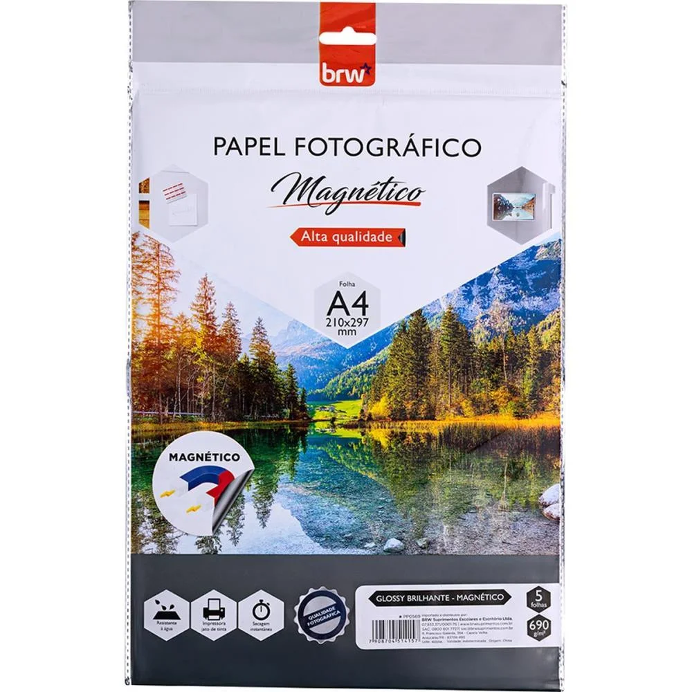 Papel Fotografico Inkjet A4 Glossy Imantado 690G. Brw (Pct.c/05) - imagem 2