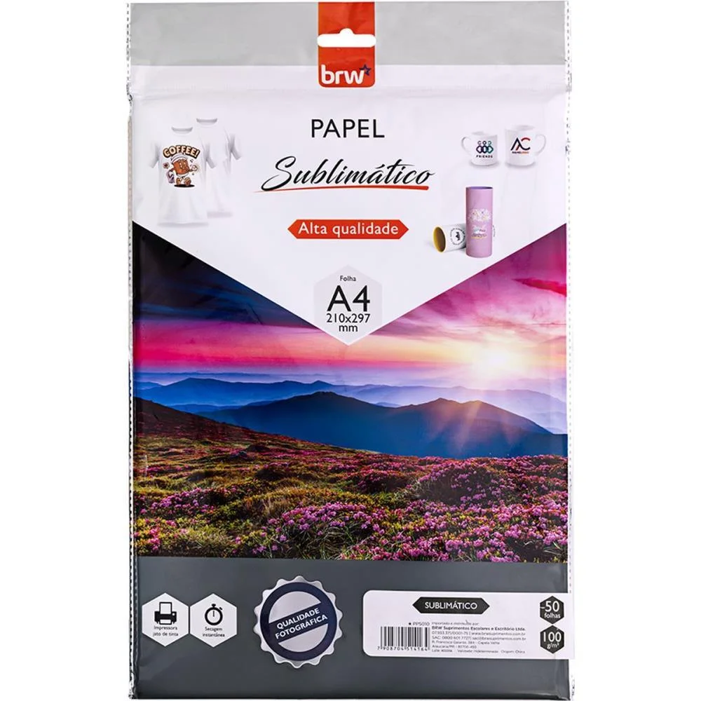 Papel Transfer Sublimatico A4 Glossy 100G. Brw (Pct.c/50) - imagem 2