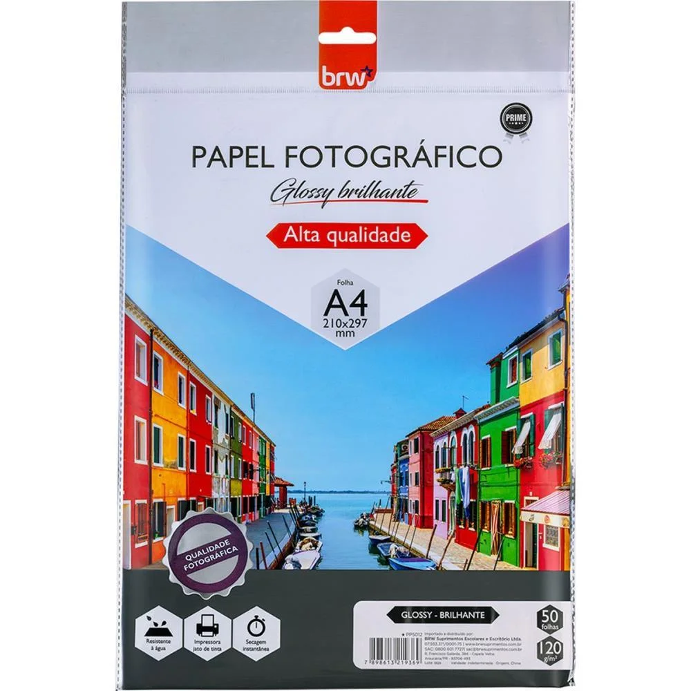 Papel Fotografico Inkjet A4 Glossy Brilhante 120G Brw (Pct.c/50) - imagem 2