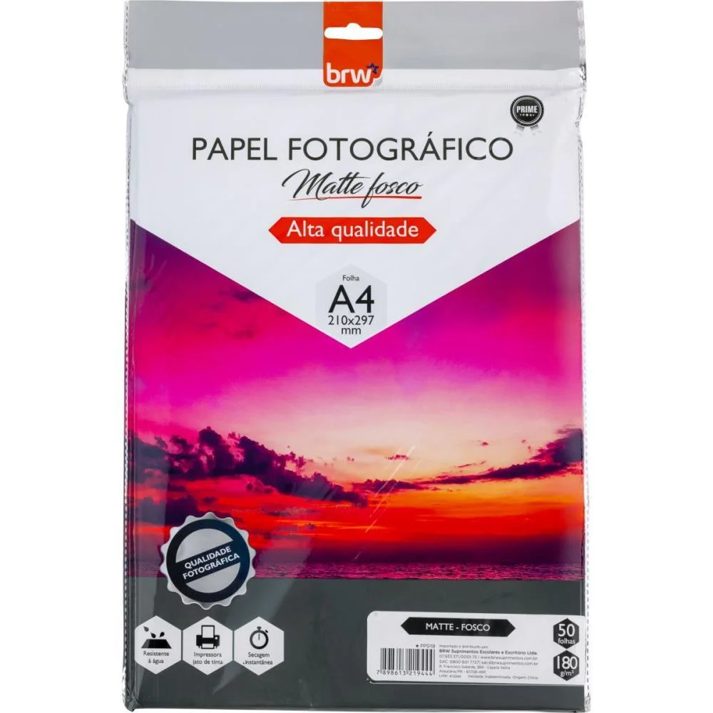 Papel Fotografico Inkjet A4 Matte Fosco 180G. Brw (Pct.c/50) - imagem 3
