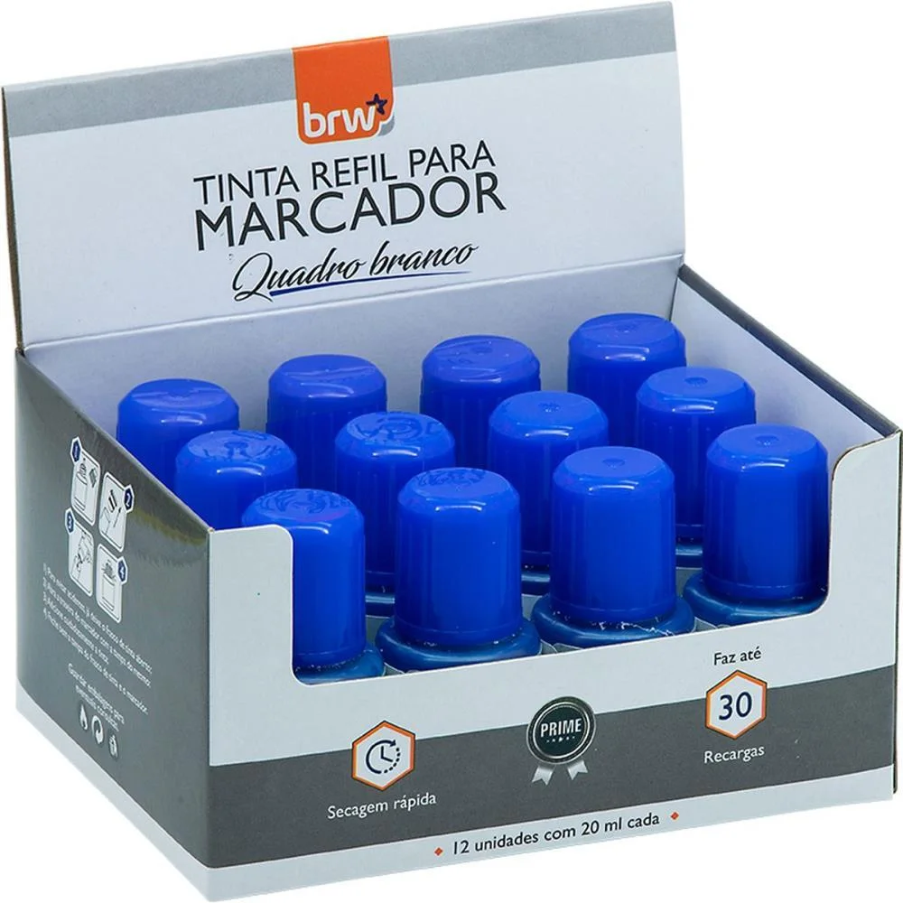Tinta Marcador Quadro Branco 20Ml Azul Brw (Cx.c/12) - imagem 2