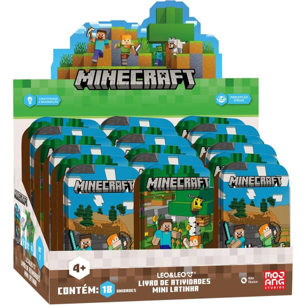 Livro De Atividades Minecraft Mini Latinha Leonora C/ 18 Unidades - imagem 5