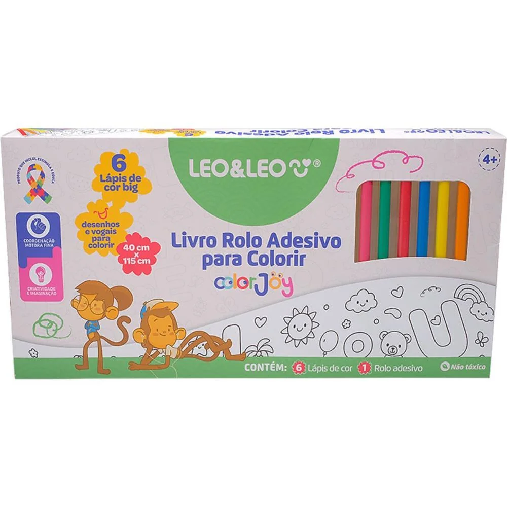 Livro De Colorir Color Joy Rolo Adesivo Educati Leonora - imagem 2