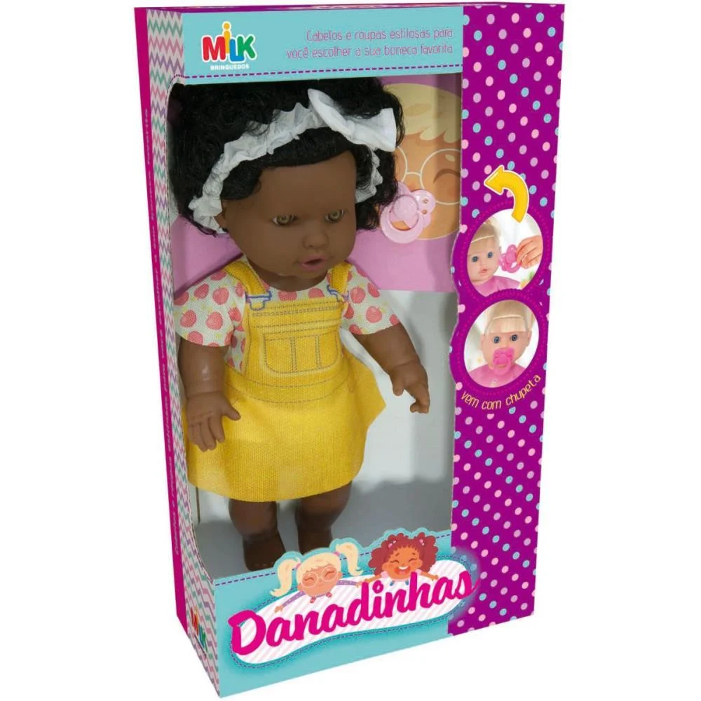 Boneca Danadinha Negra 33Cm Milk - imagem 3