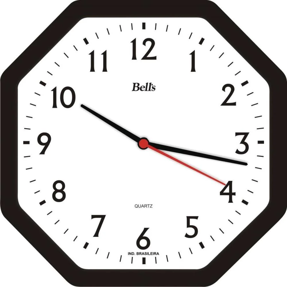 Relogio De Parede Oitavado Preto 22Cm. Bells - imagem 2