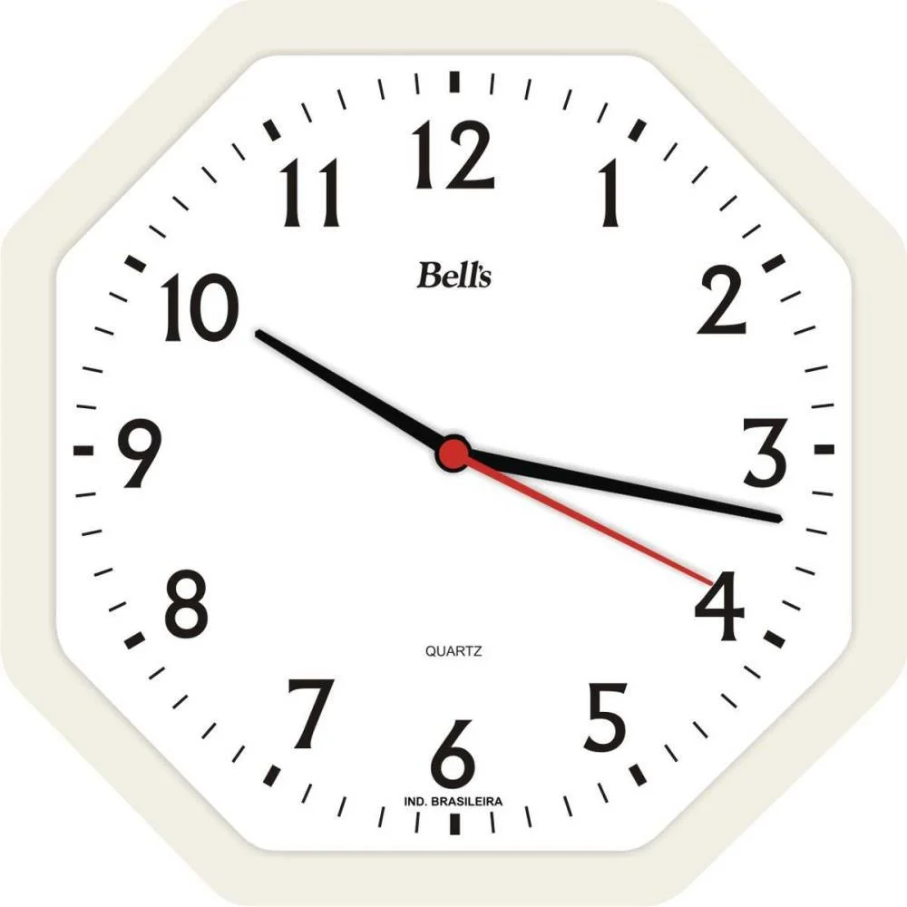 Relogio De Parede Oitavado Branco 22Cm Bells - imagem 3