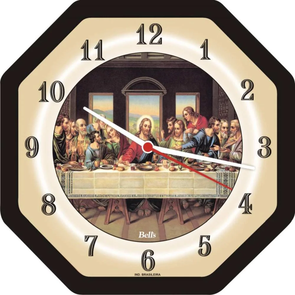 Relogio De Parede Oitavado Santa Ceia Preto 22Cm Bells - imagem 3