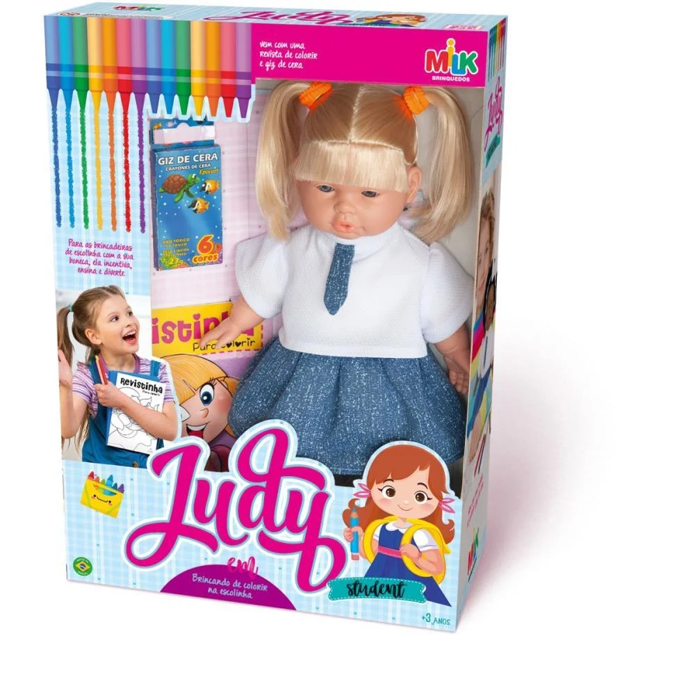 Boneca Judy Student 34Cm C/Giz/Livro Milk - imagem 3