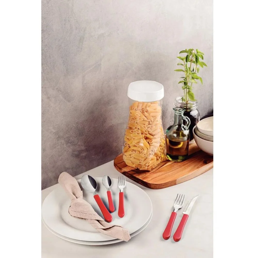 Talher Faqueiro Leme 20Pc Inox Vermel Tramontina (Pote) - imagem 6