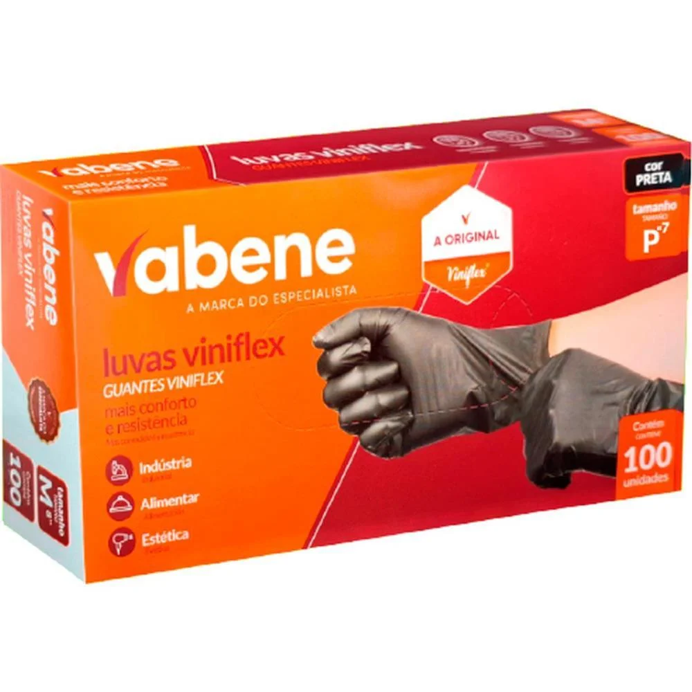 Luva Viniflex P Preta Vabene (Cx.c/100) - imagem 3