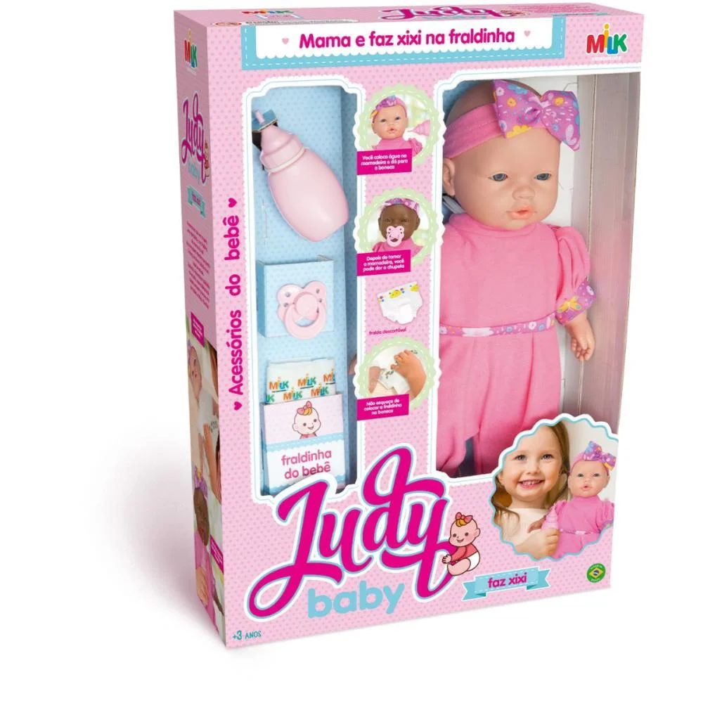 Boneca Com Mecanismo Judy Baby Faz Xixi 34Cm Milk - imagem 3