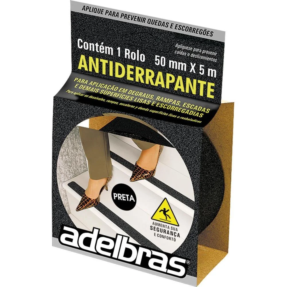 Fita Para Demarcacao De Solo Antiderrapante 50Mmx5Mts Preta Adelbras - imagem 2