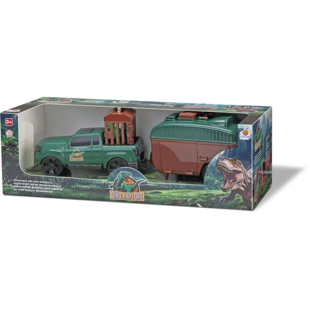 Carrinho Dino Raptors Trailer C/2 Dinos Orange Toys - imagem 4