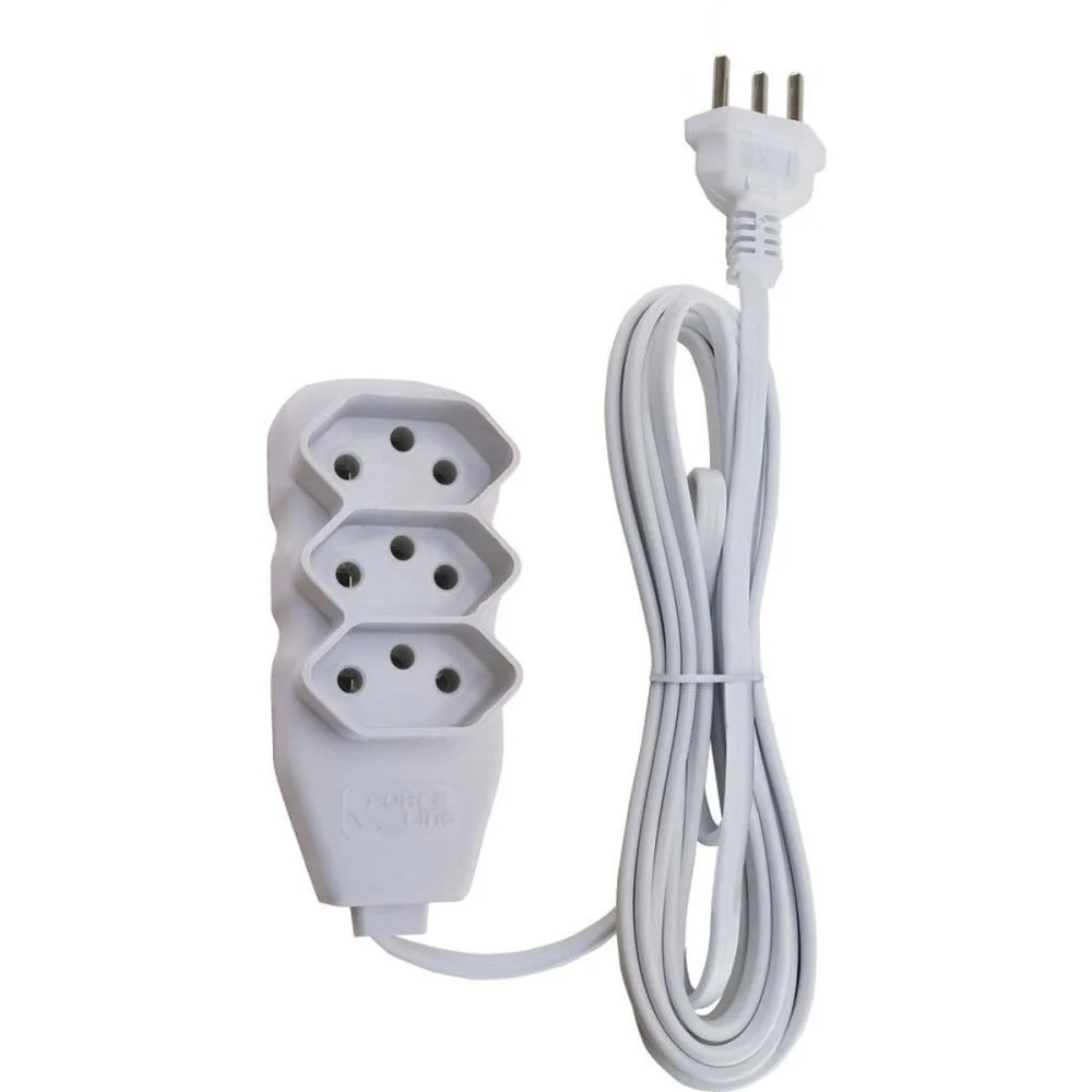 Extensao Eletrica Tripolar 3M 3 Tomadas Slim Br Force Line - imagem 3