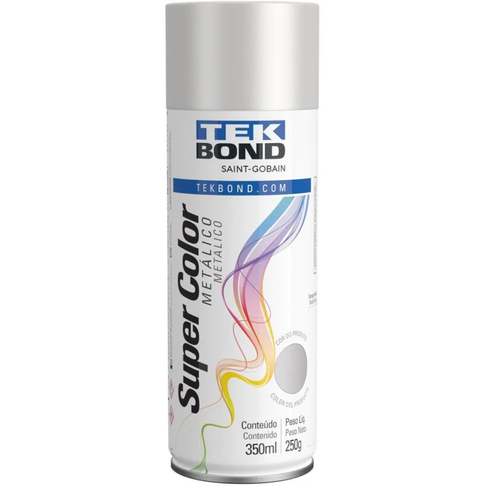 Tinta Spray Metalico Prata 350Ml/250G Tekbond - imagem 2