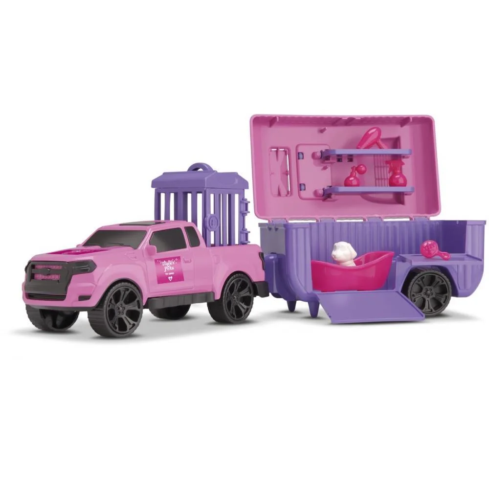 Carrinho Trailer Pets Rosa C/Acessorios Orange Toys - imagem 4