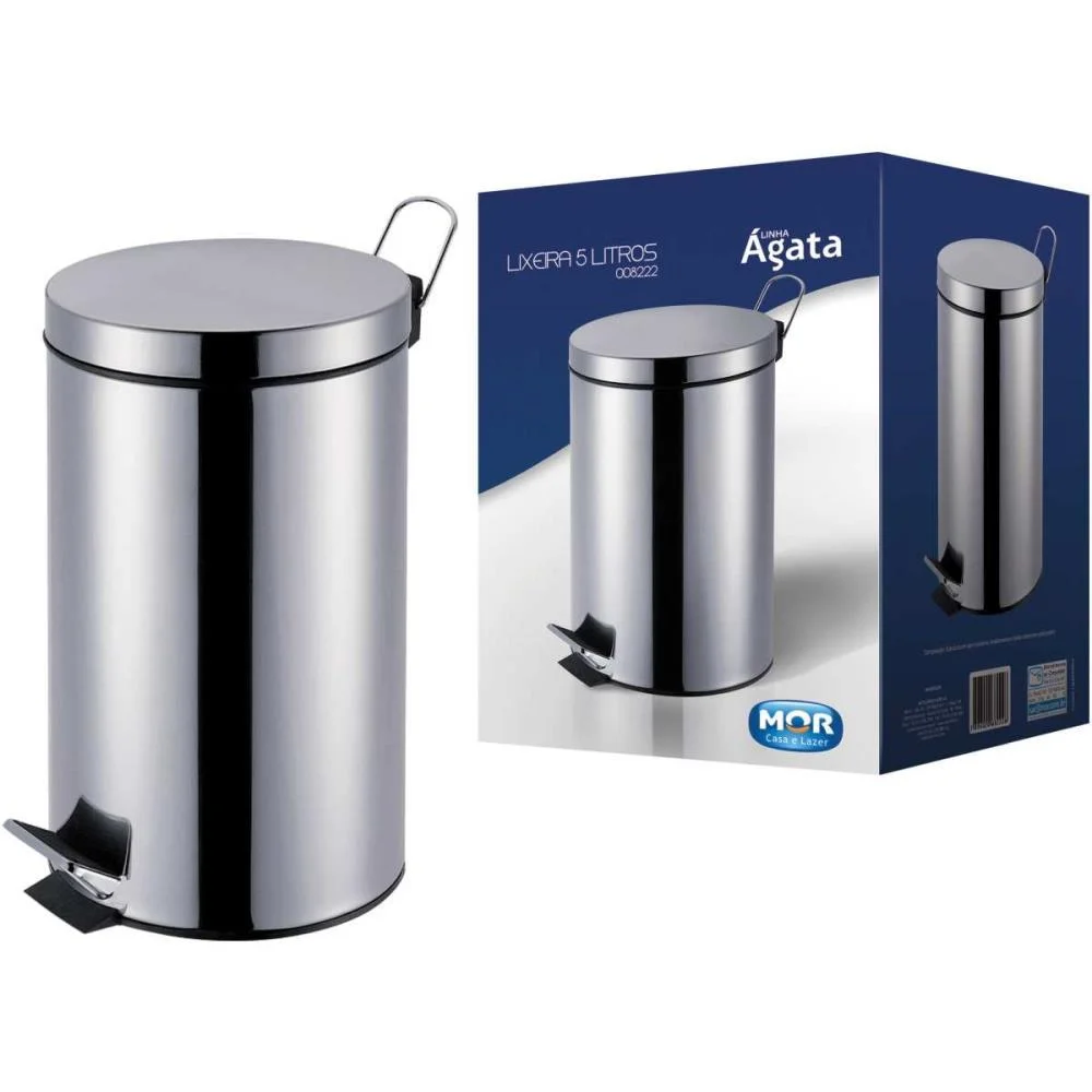 Lixeira Agata Inox C/Pedal 5Lts. Mor - imagem 4