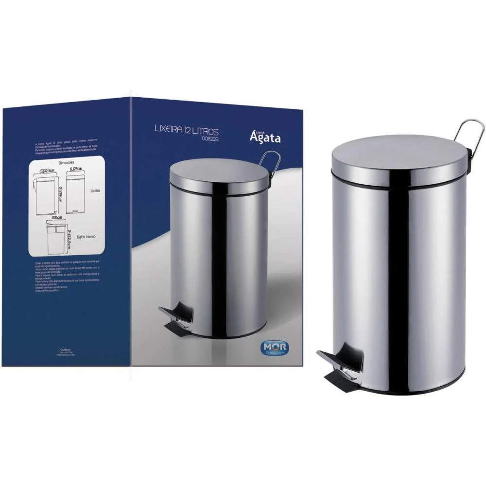 Lixeira Agata Inox C/Pedal 12Lts. Mor - imagem 4