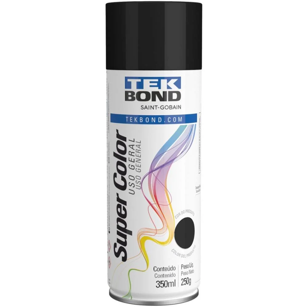Tinta Spray Preto Brilhante 350Ml/250G Tekbond - imagem 2