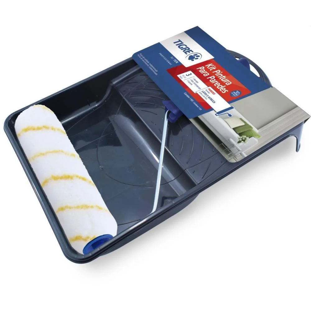 Rolo De Pintura Kit Anti Respingo 3Pcs P/Latex Pinceis Tigre (Kit) - imagem 3