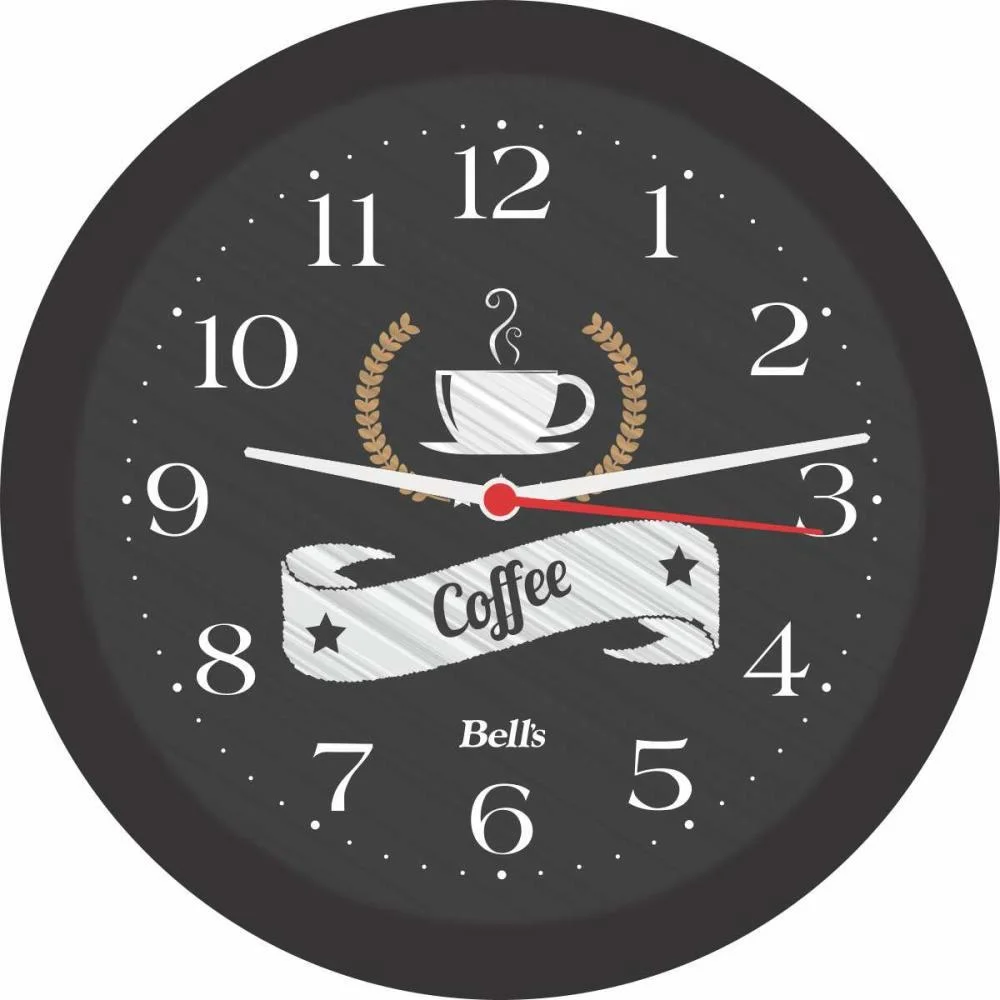 Relogio De Parede Redondo Coffee Preto 21,7Cm. Bells - imagem 2