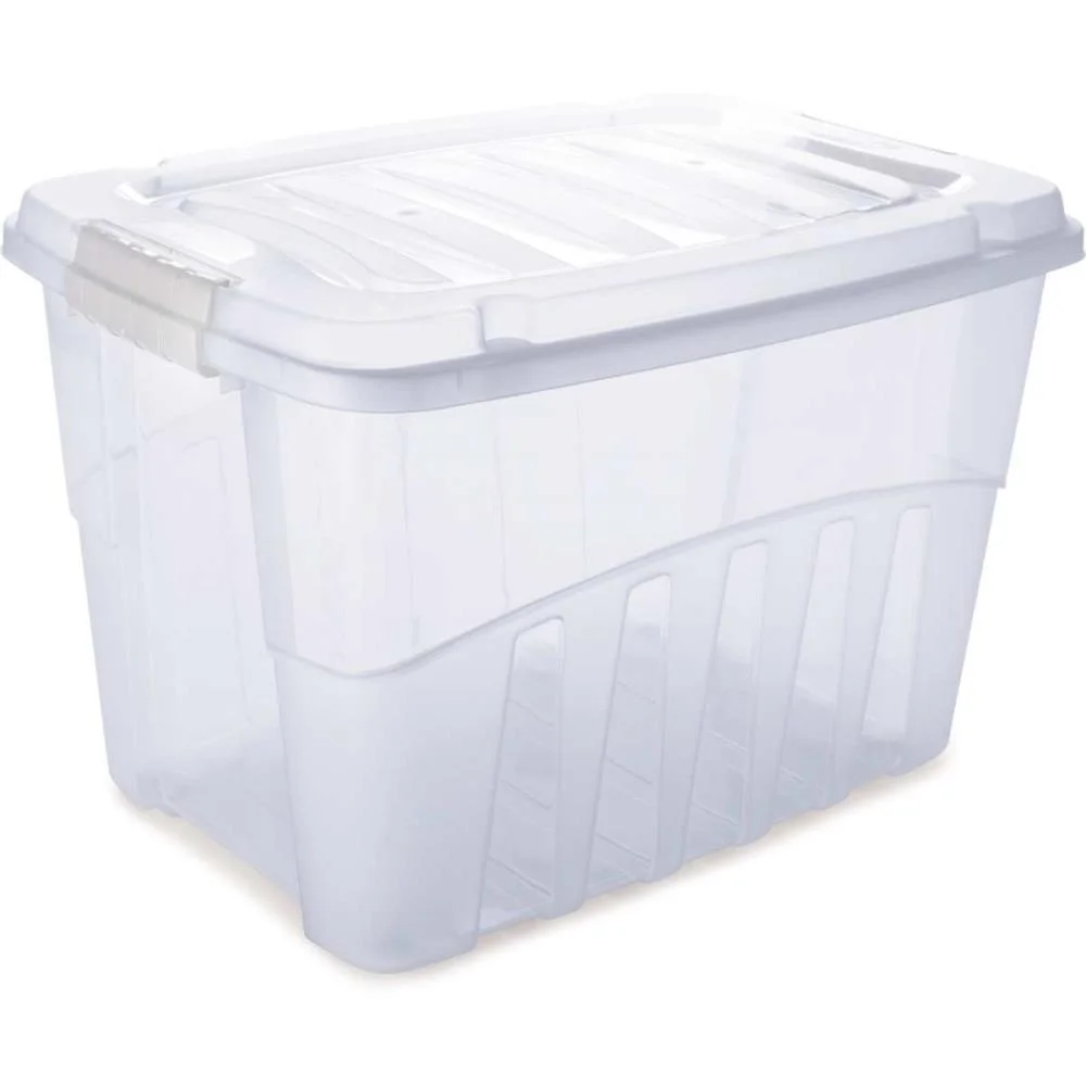 Caixa Plastica Multiuso Gran Box Alta Incolor 56L Plasutil - imagem 2