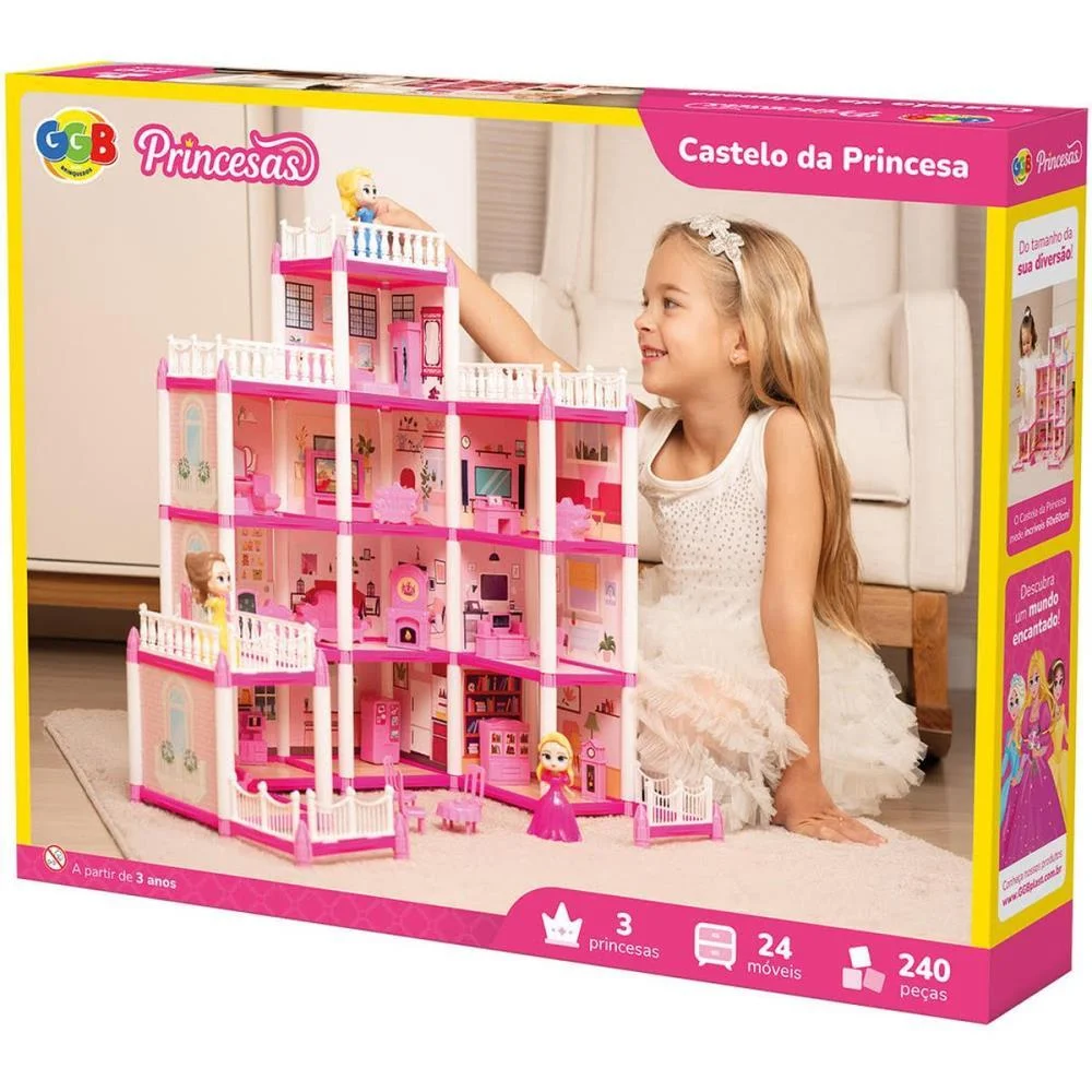 Casinha De Boneca Castelo Da Princesa 240Pcs Ggb Plast - imagem 4