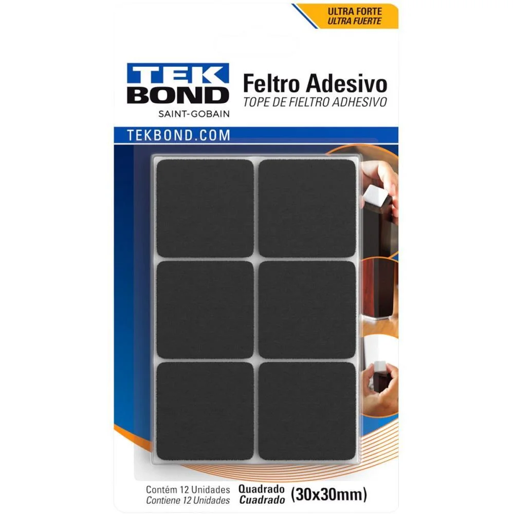 Anti-Impacto E Segurança Feltro Adesivo Quadrado 30Mm P Tekbond (Bl.c/12) - imagem 2