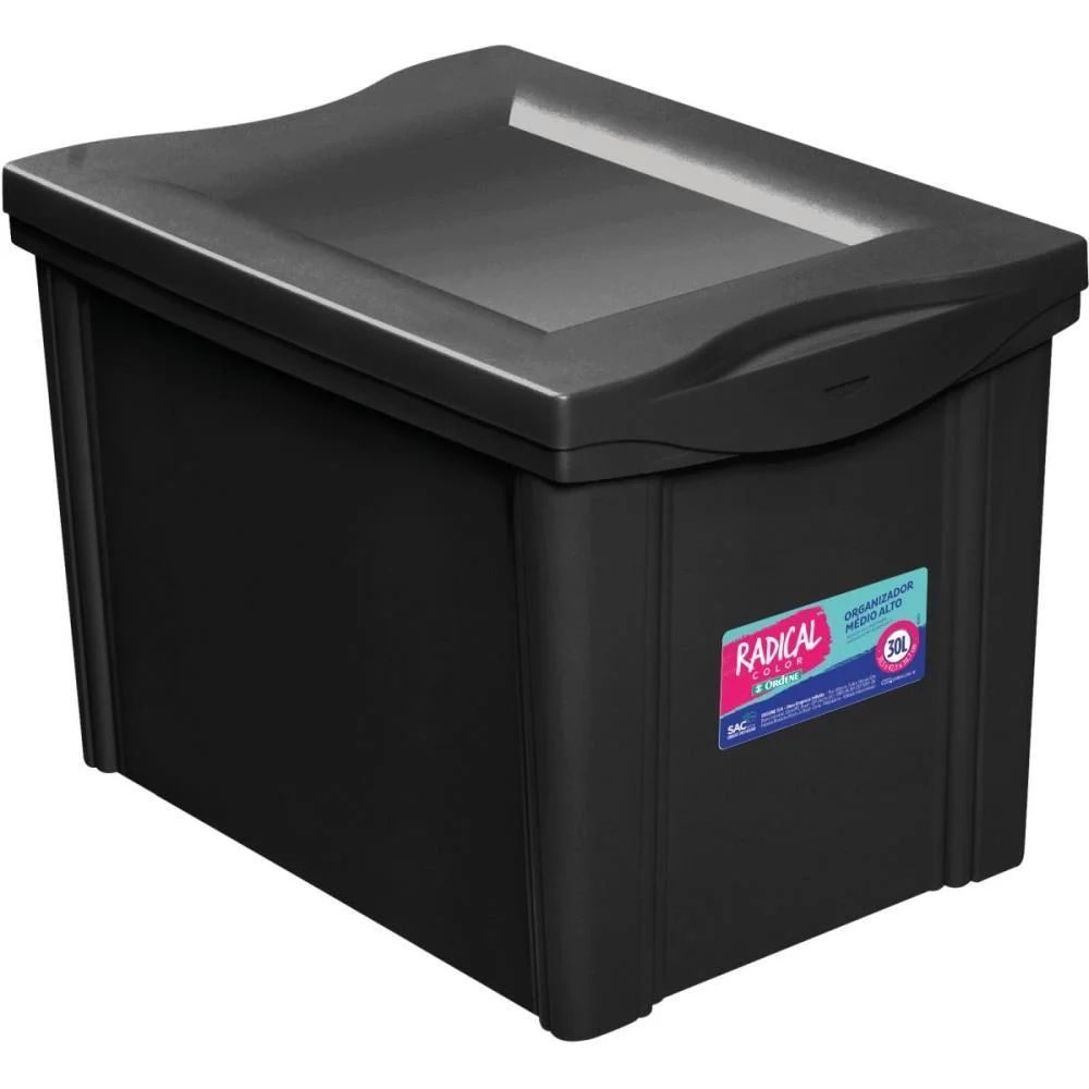 Caixa Plastica Multiuso Preto 30L 30,5X30X42,5 Alto Ordene - imagem 2