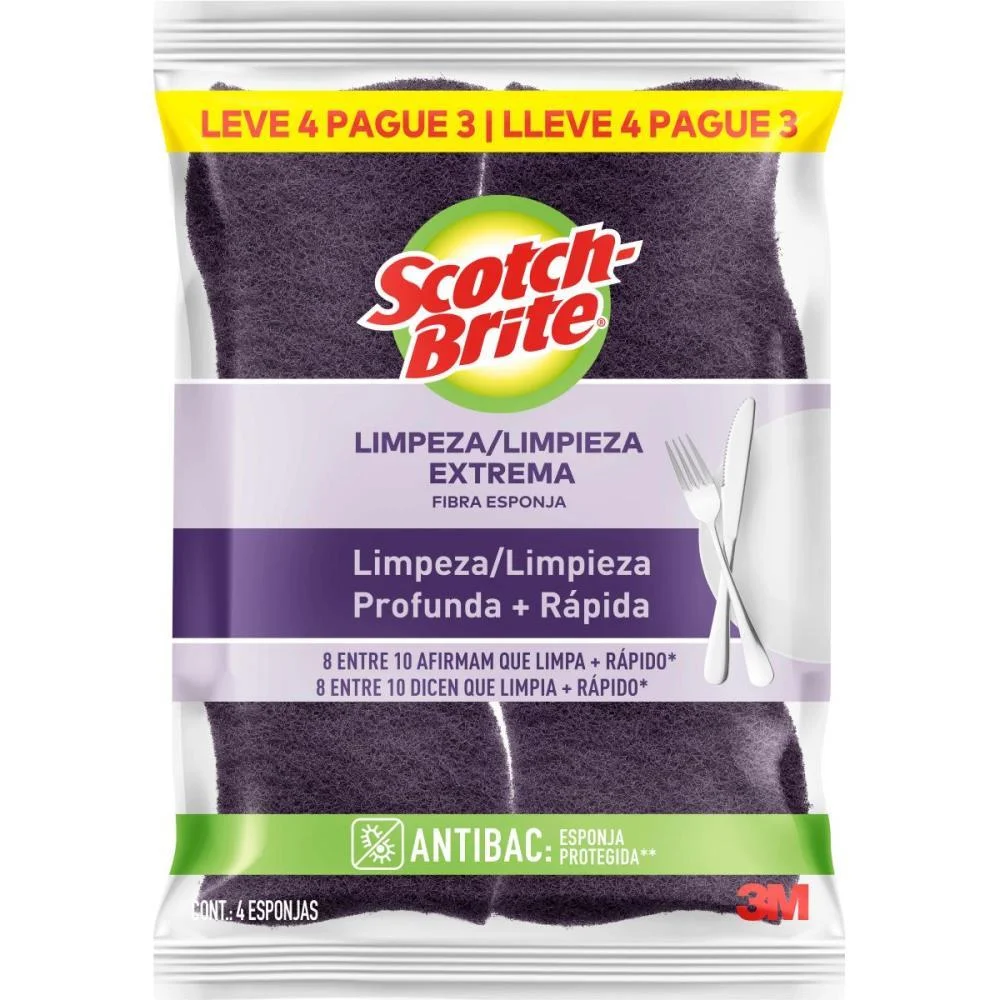 Esponja Para Limpeza Scotch Brite Extrema (Roxa) 3M (Bl.c/04) - imagem 2