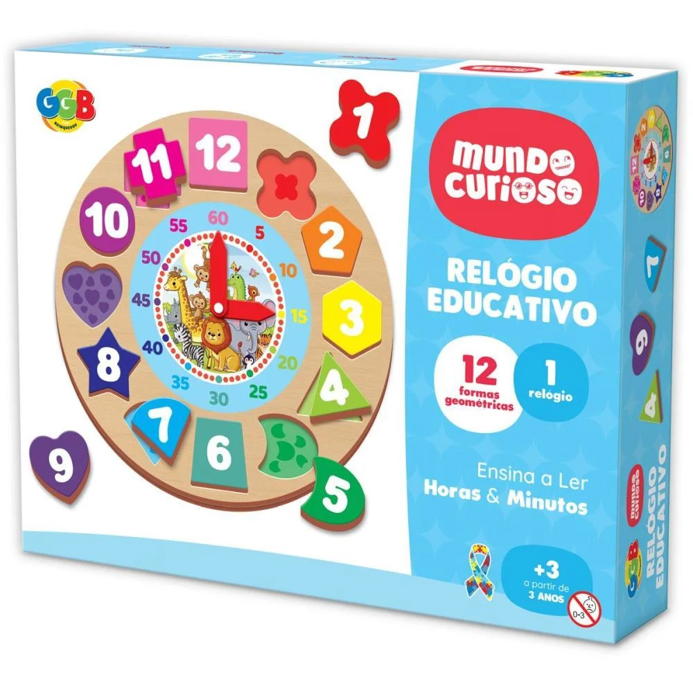 Brinquedo Pedagogico Relogio Numeros E Formas Ggb Plast - imagem 2