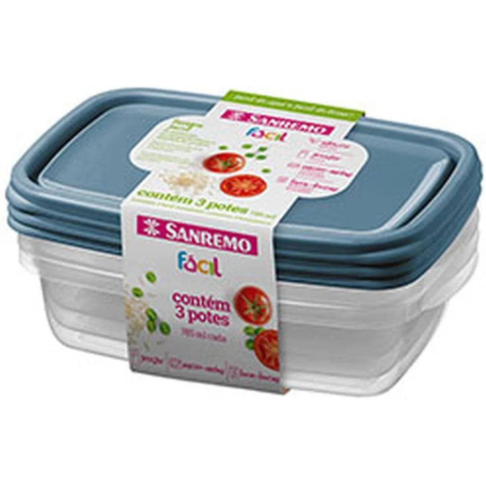 Pote Plastico Conj. 3 Potes Facil 785Ml (S) Sanremo (Kit) - imagem 4