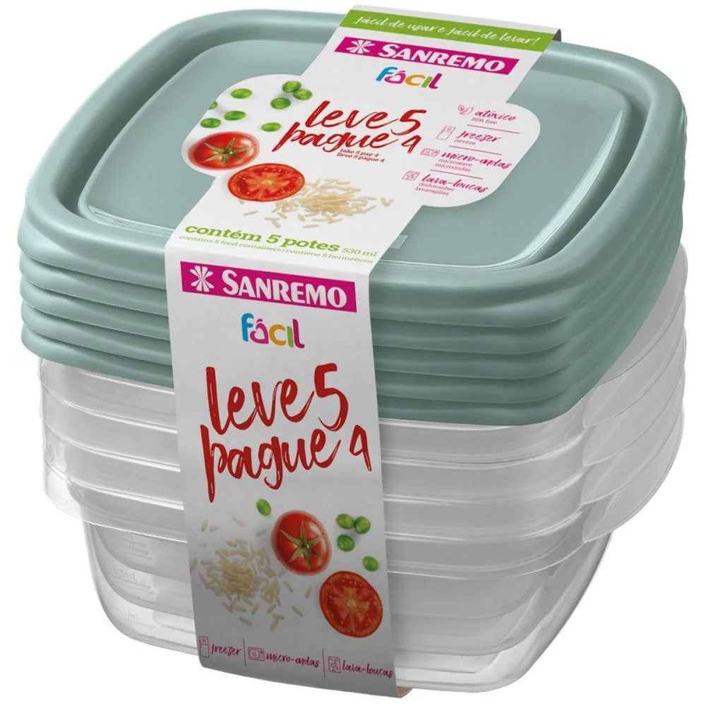 Pote Plastico Conj. L5P4 Pote Facil 530Ml(S) Sanremo (Kit) - imagem 3
