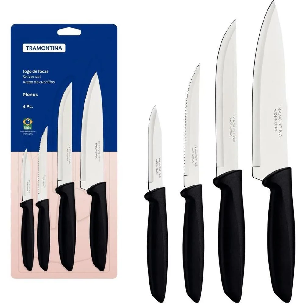 Faca Jogo Plenus 4Pcs Inox Cabo Pto Tramontina - imagem 2